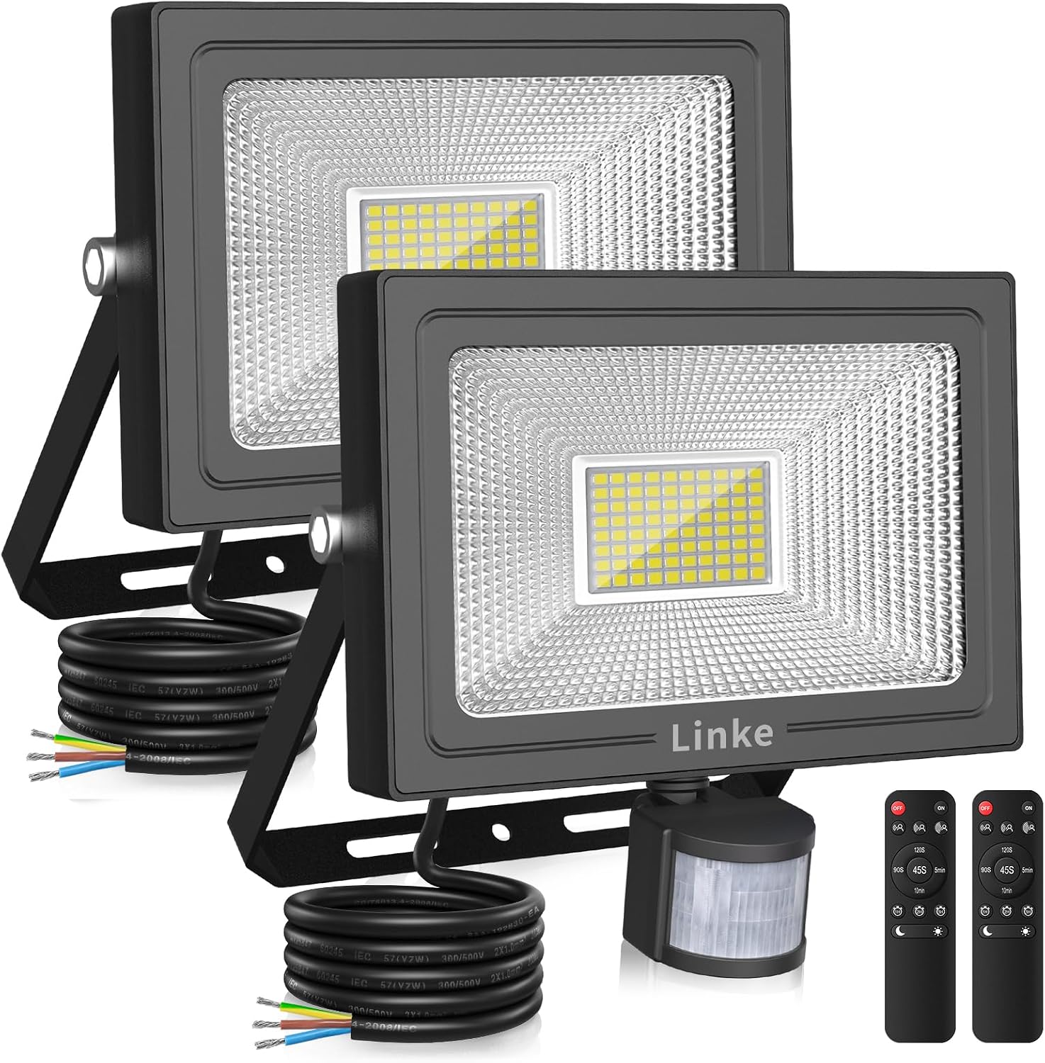 Detalle de LINKE Linke 60W Outdoor Security Lights (PIR Motion Sensor) – 2 Pack, 5200LM 6500K IP66