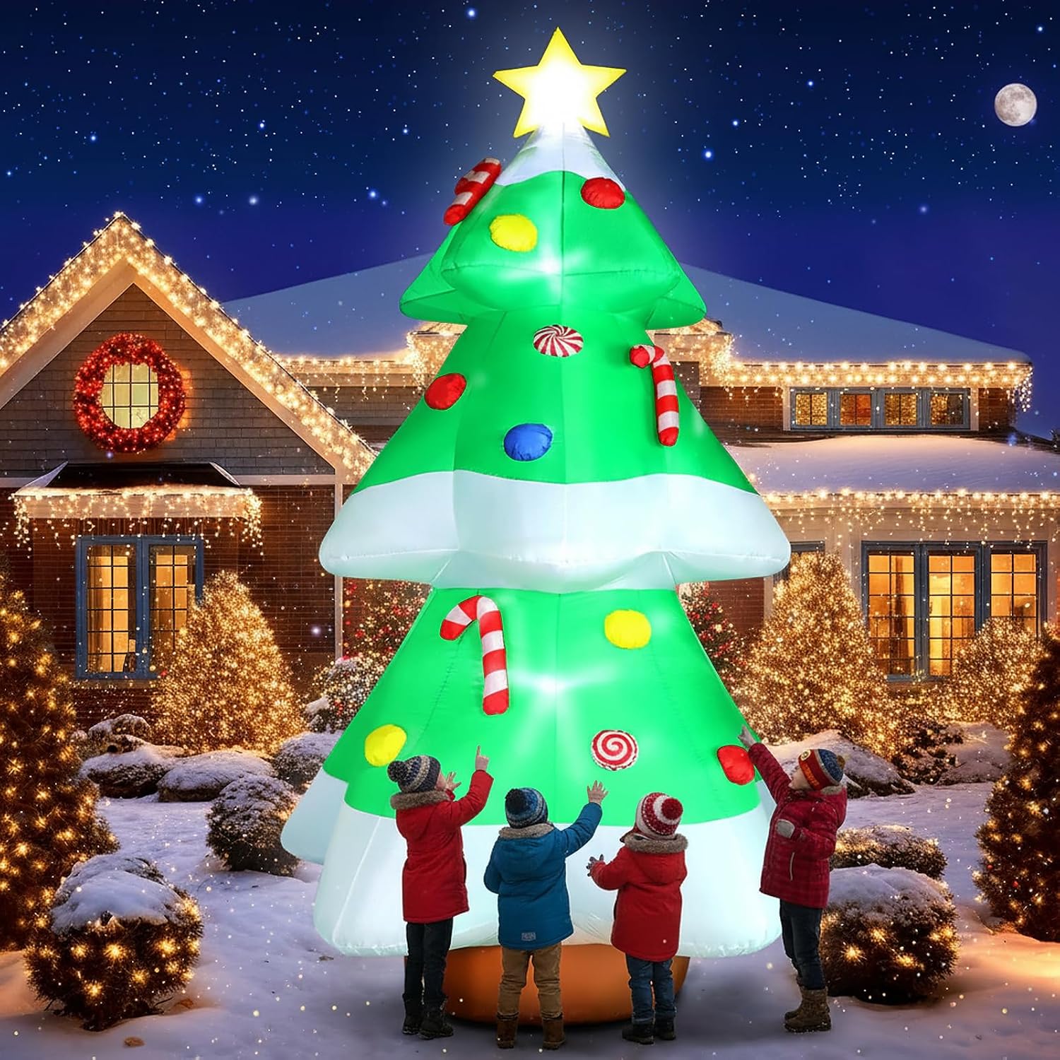 Detalle de FunFanso D01NA-003 10-Foot Inflatable Christmas Tree with Multicolor LEDs