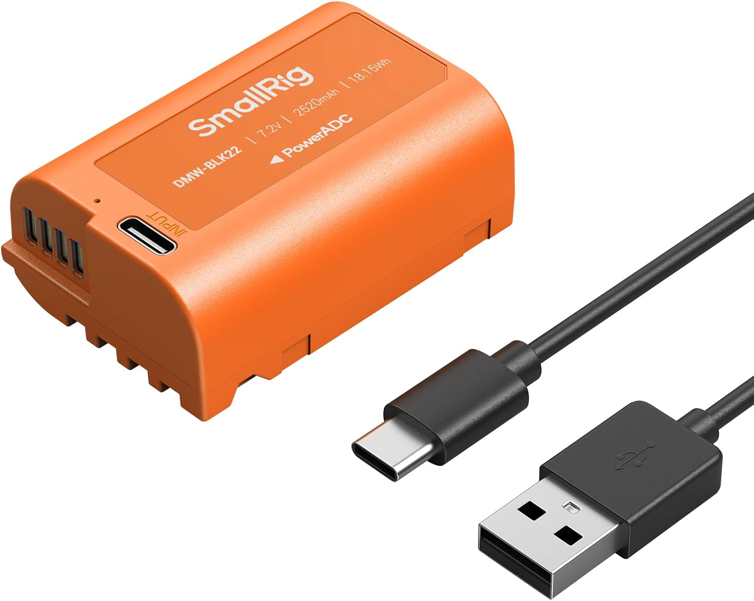 Detalle de SmallRig DMW-BLK22 batteria sostitutiva USB-C da 2520 mAh per Panasonic Lumix (4979) – arancione