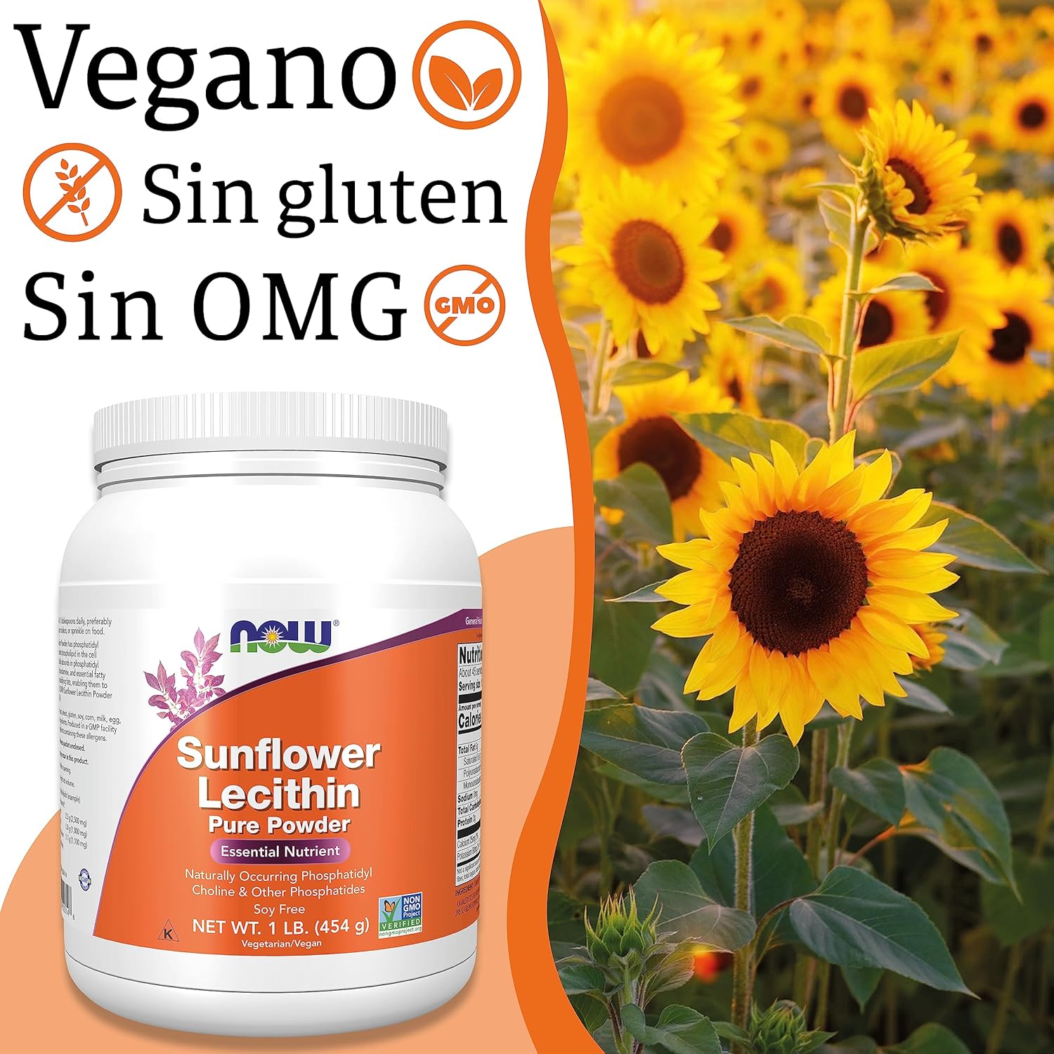 Thumbnail 5 de Now Foods Sunflower Lecithin 🌻 - Puro Vegano 454g Libre de Gluten