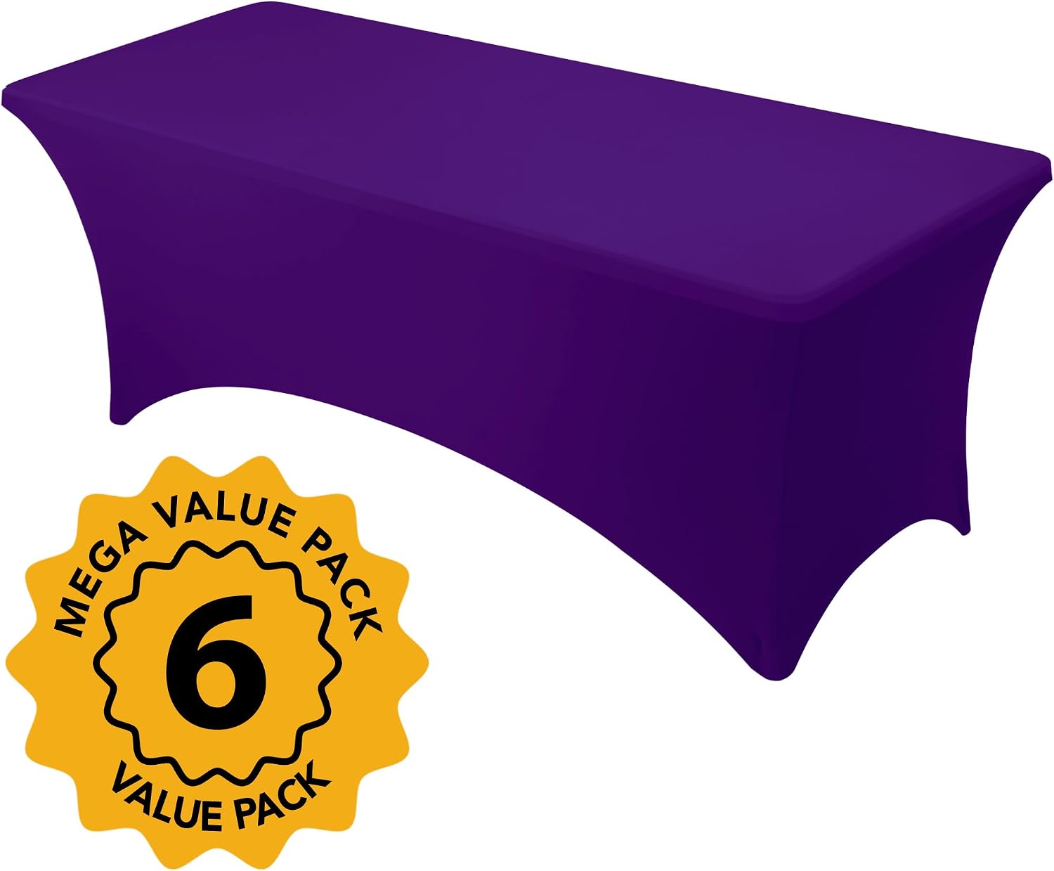 Detalle 2 de Dailyset 6-Pack Premium Purple Spandex Tablecloths for 8ft Rectangular Tables