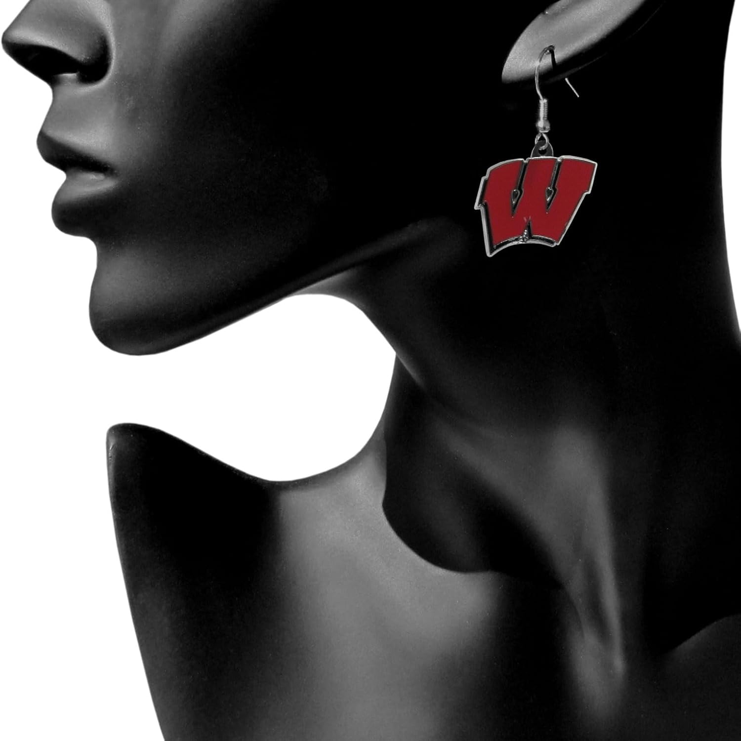 Detalle 2 de NCAA Siskiyou Sports Wisconsin Badgers Dangle Earrings (Womens, One Size) — Team-Color Charm