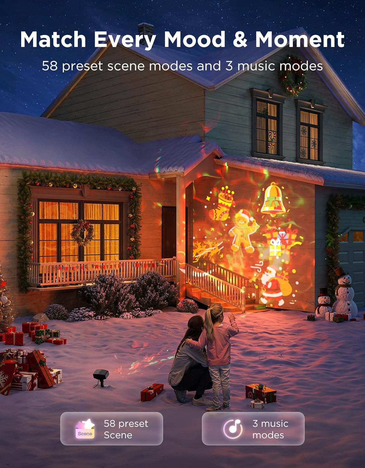 Thumbnail 3 de Govee Outdoor Snowflake Projector (18W LED) with Moving Water Ripple Projection – Smart Wi-Fi Garden Lights