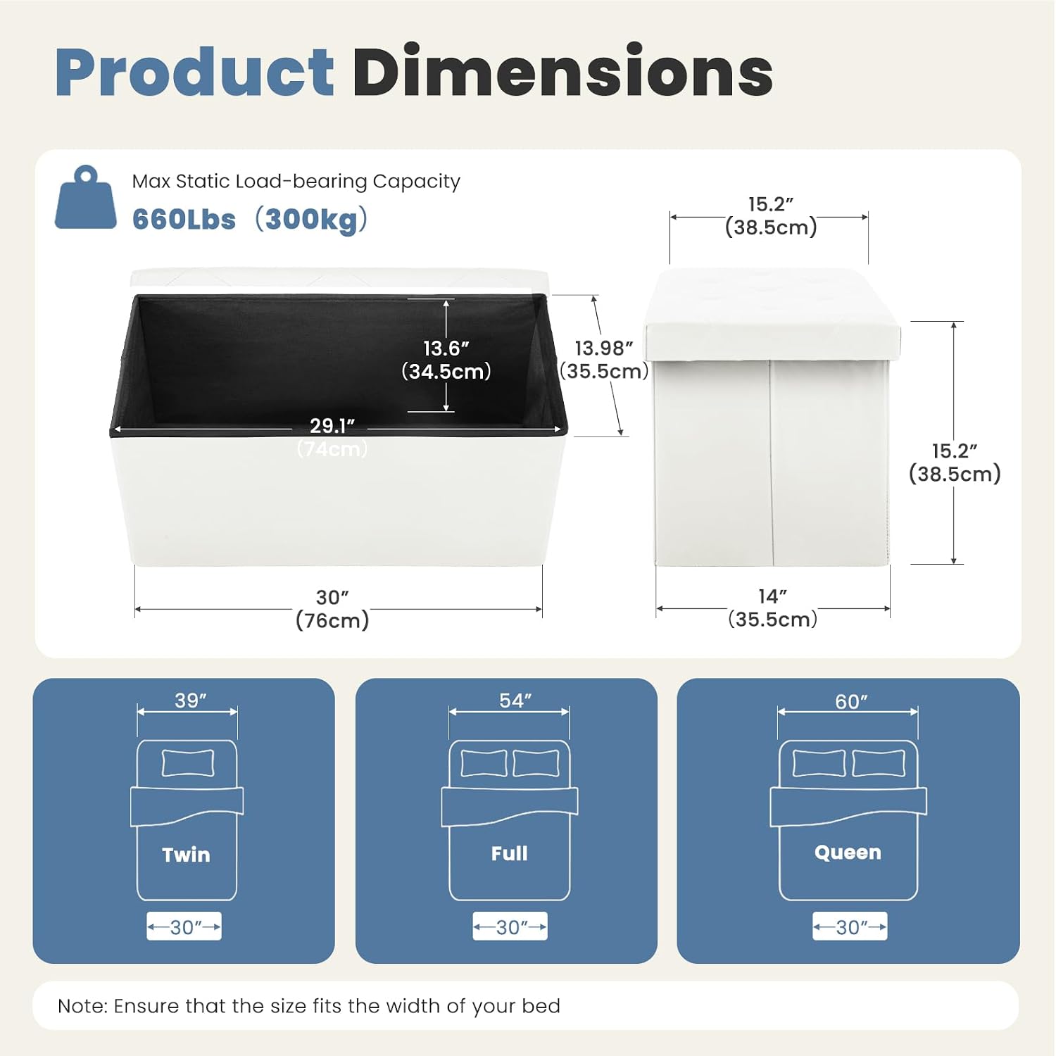 Detalle de DUMOS Storage Ottoman 30-Inch