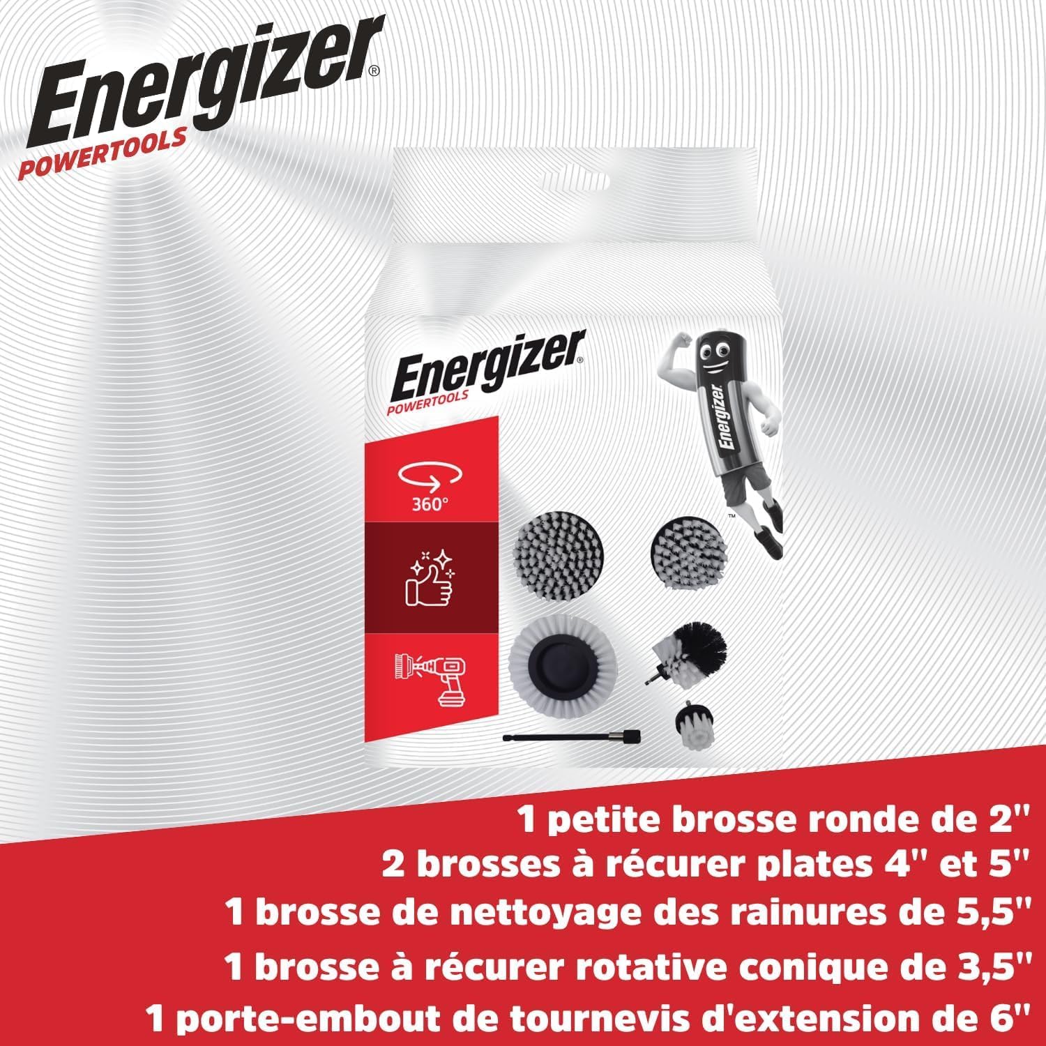 Detalle 2 de Energizer Set Brosse Nettoyage Perceuse 6PCS – Extension magnétique incluse