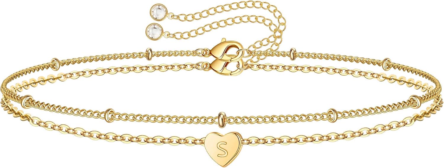Detalle de TINGN Bracciale da donna a cuore in oro 14 carati con ciondolo personalizzato