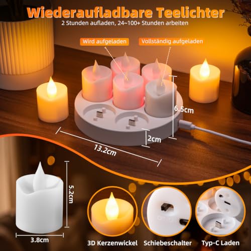 Thumbnail 2 de FGRYB 7er LED Teelichter mit Timer und wiederaufladbarer Ladestation