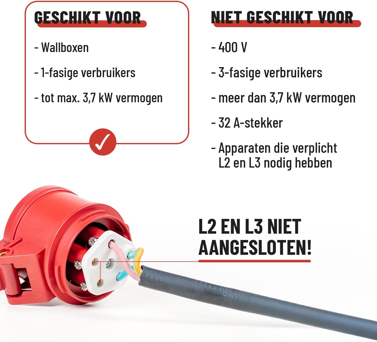Detalle 2 de ABSINA 911007 Schuko-CEE-adapter 16 A met 60 cm kabel en IP44
