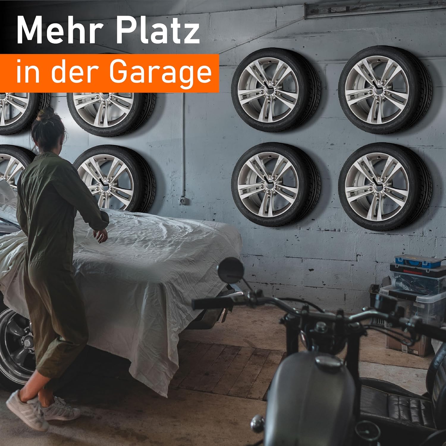 Detalle de Upgrade4cars Reifen Wandhalterung für 8 Felgen – Wandhalterung Set inkl. Schrauben & Dübel