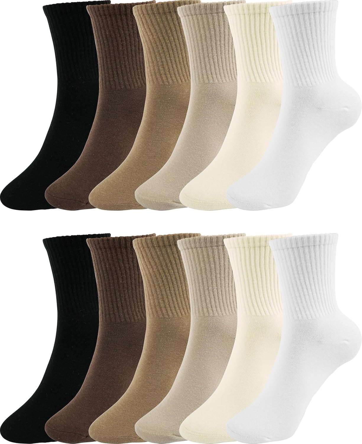 Thumbnail 6 de BomKinta Women Calf Socks Athletic Crew Sock All White — 6 Pairs
