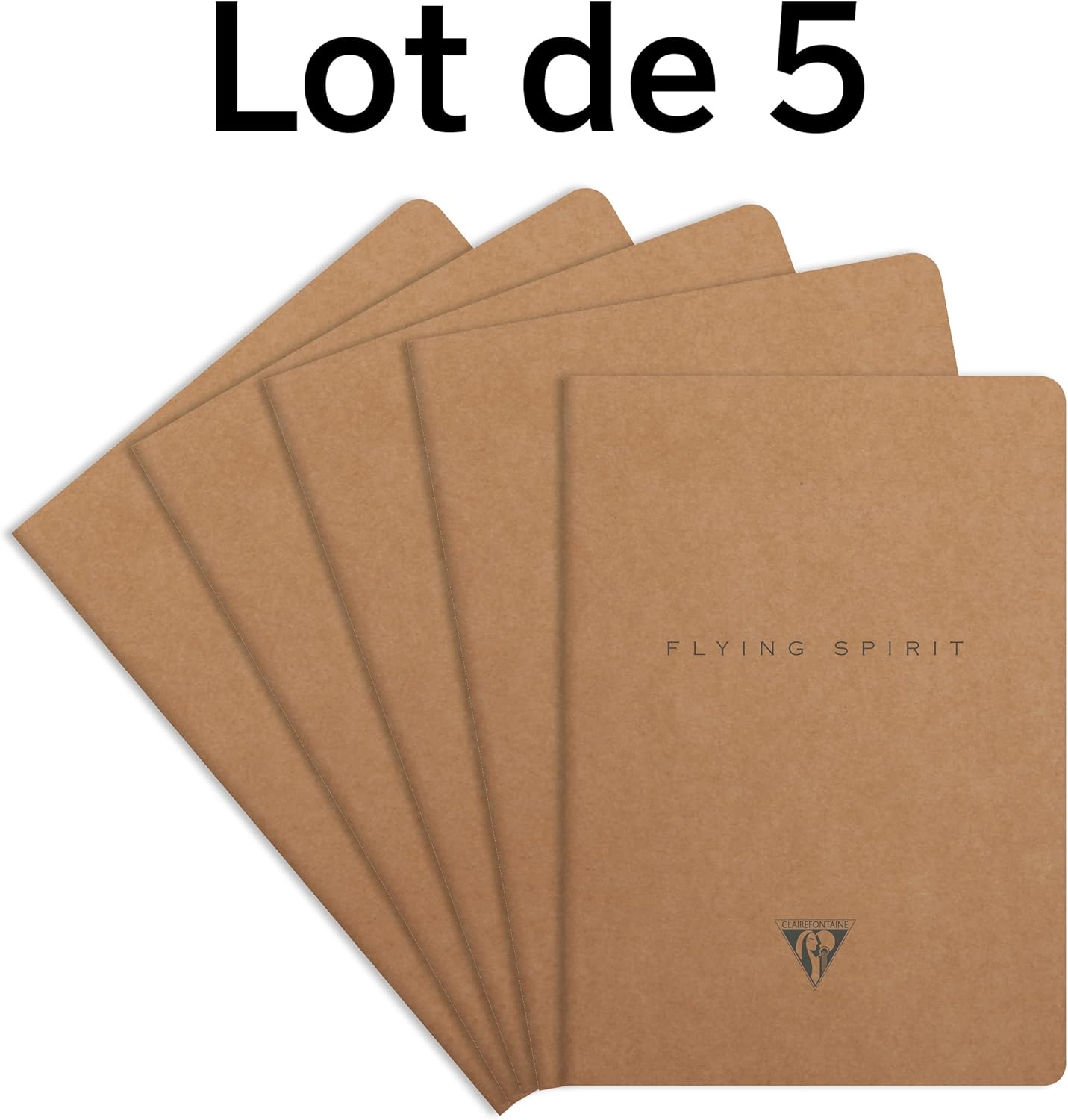 Thumbnail 1 de Clairefontaine 103536C – Lot de 5 carnets piqués cousus Flying Spirit 96 pages ivoire, 14,8x21 cm