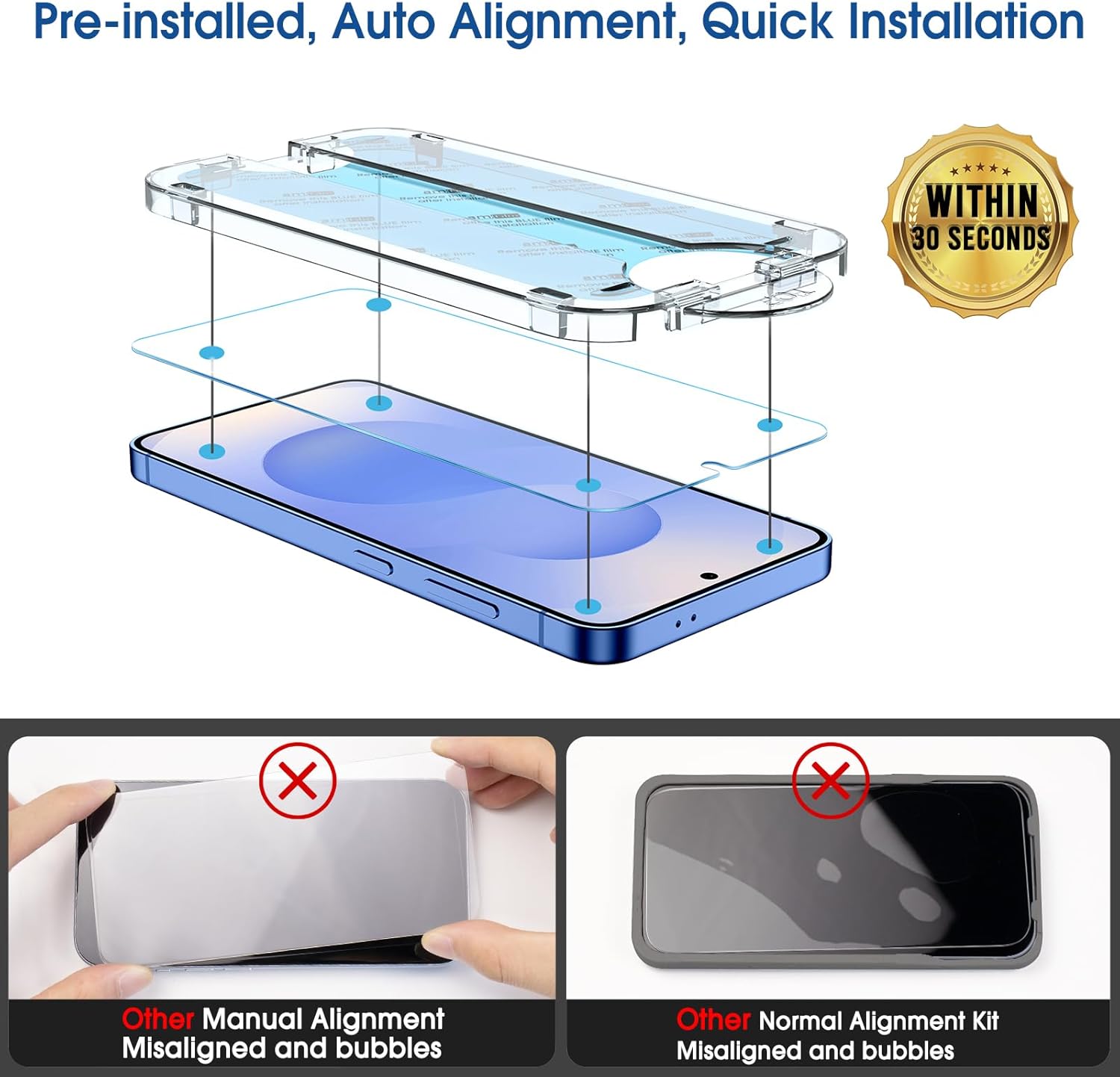Thumbnail 2 de amFilm OneTouch screen protector for Samsung Galaxy S25 6.2"
