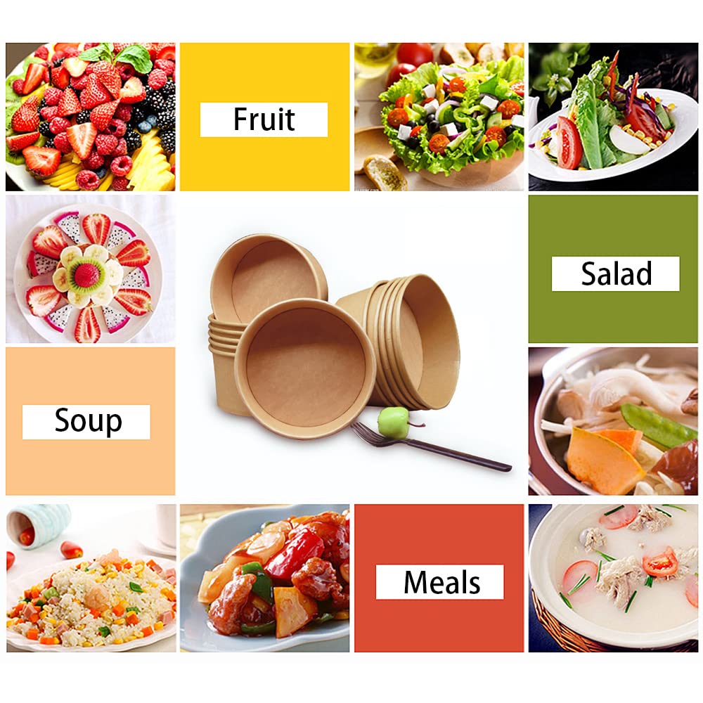 Thumbnail 4 de TOPtoper 50 Pcs 32 Oz Large Paper Bowls with Lids (Disposable) for Hot or Cold Food