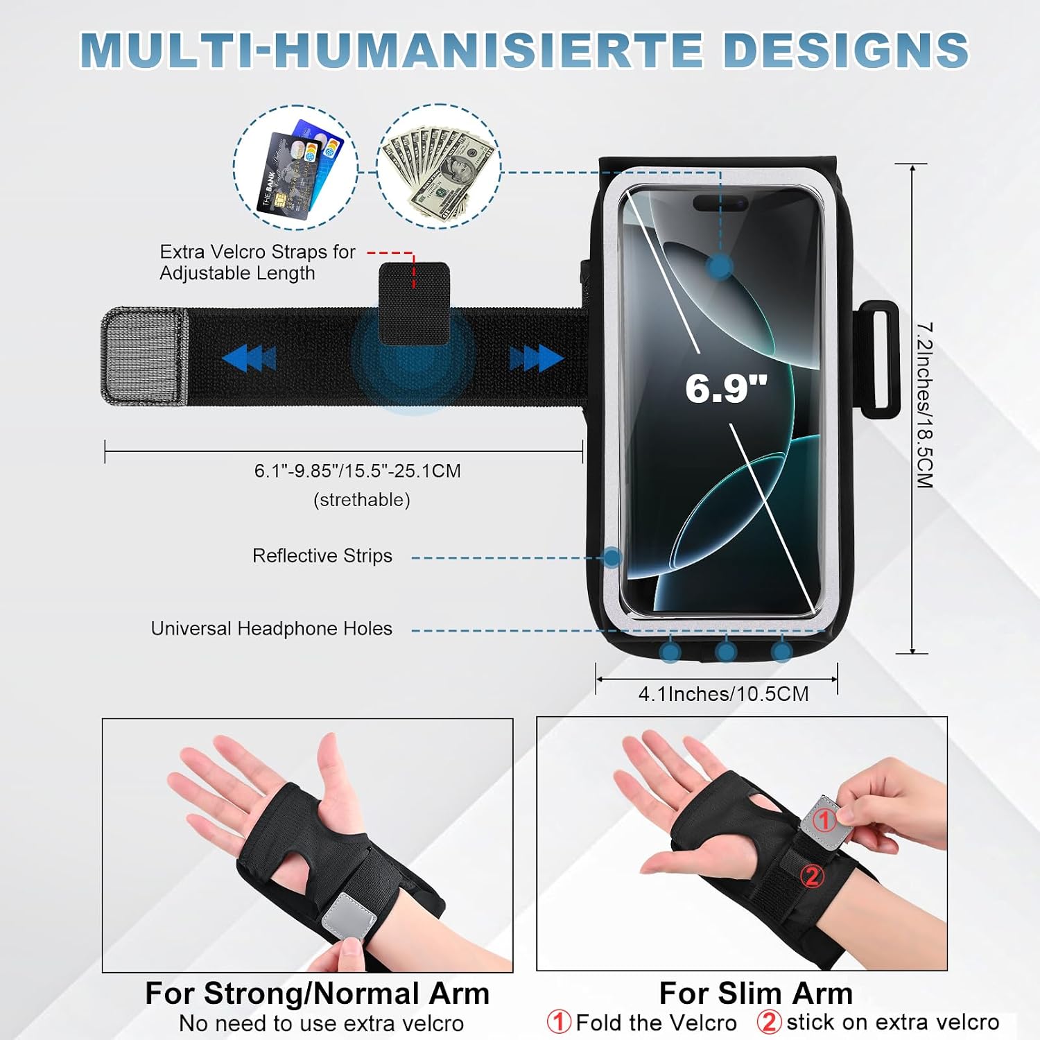 Detalle de Guzack 2-in-1 Sweatproof Running Phone Holder – Armband and Glove for iPhone and Android