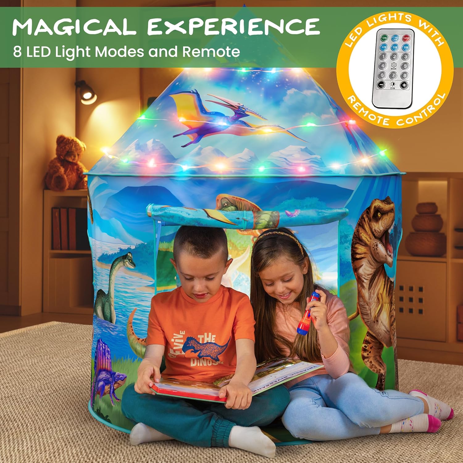 Detalle de W&O Dino Paradise Play Tent with LED Lights