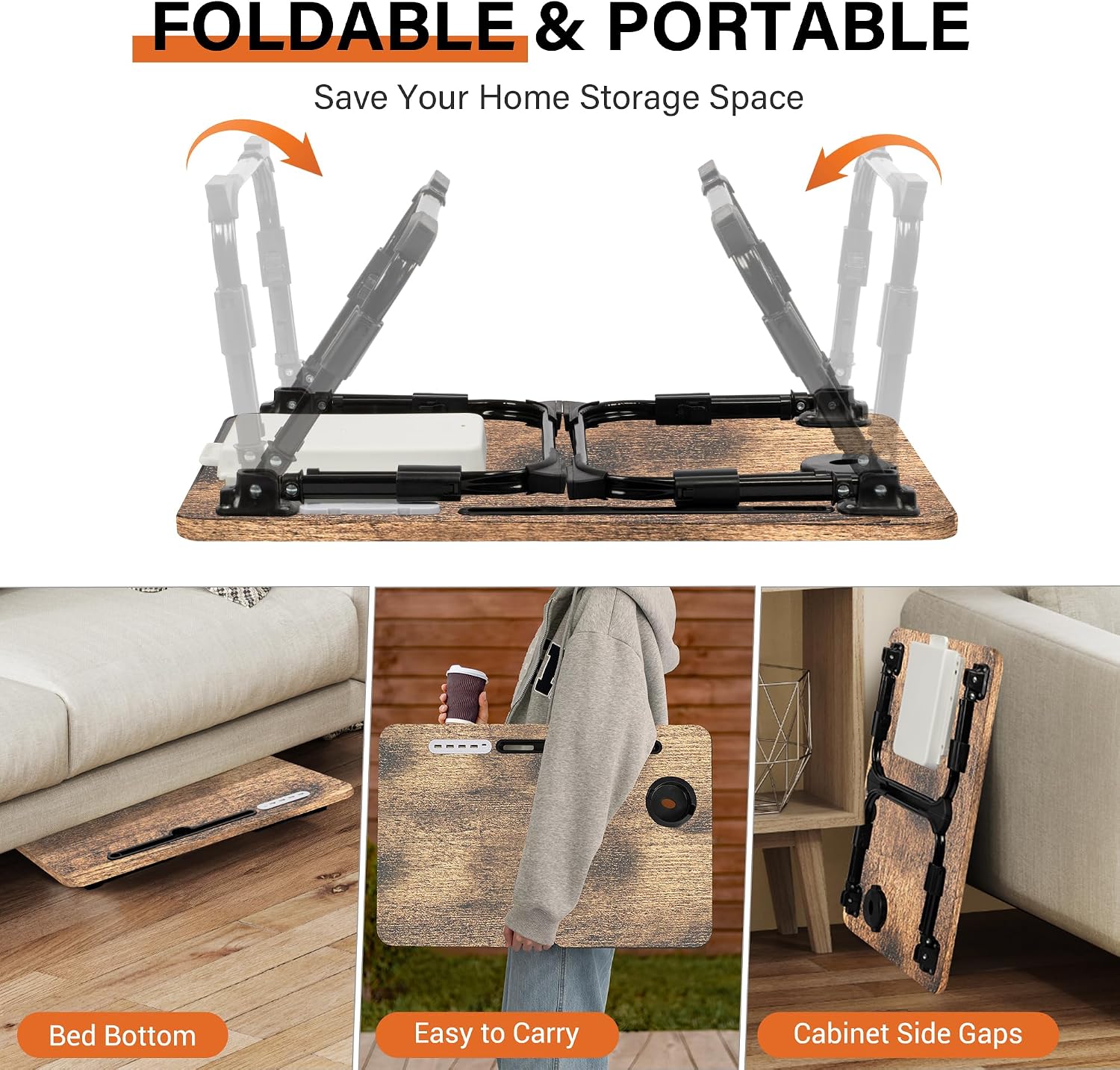 Thumbnail 6 de DECOSIS Lapdesk Adjustable Lap Desk with USB Ports, Storage Drawer and Foldable Legs