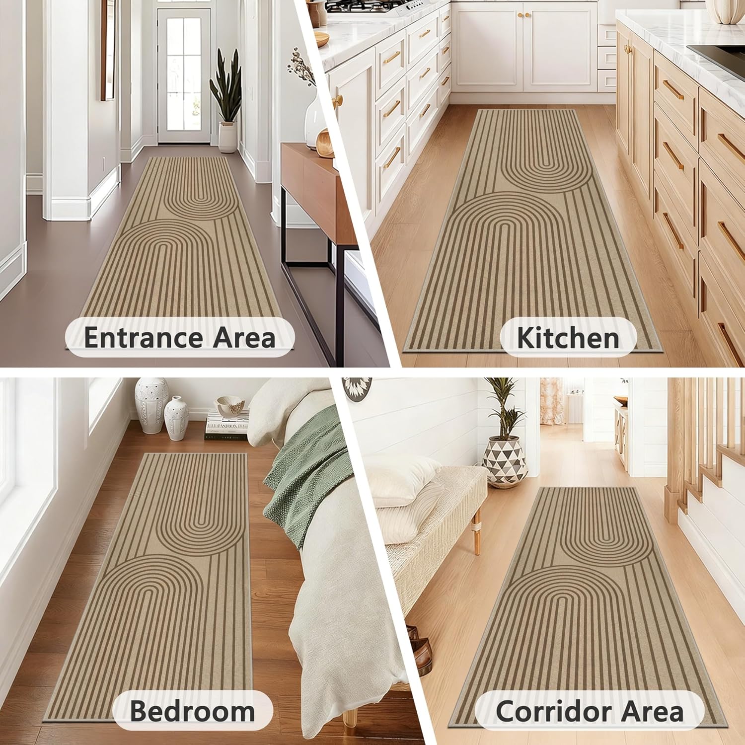 Thumbnail 4 de VSIWB jute-look runner rug for hallway, non-slip, washable 80x200 cm (brown)