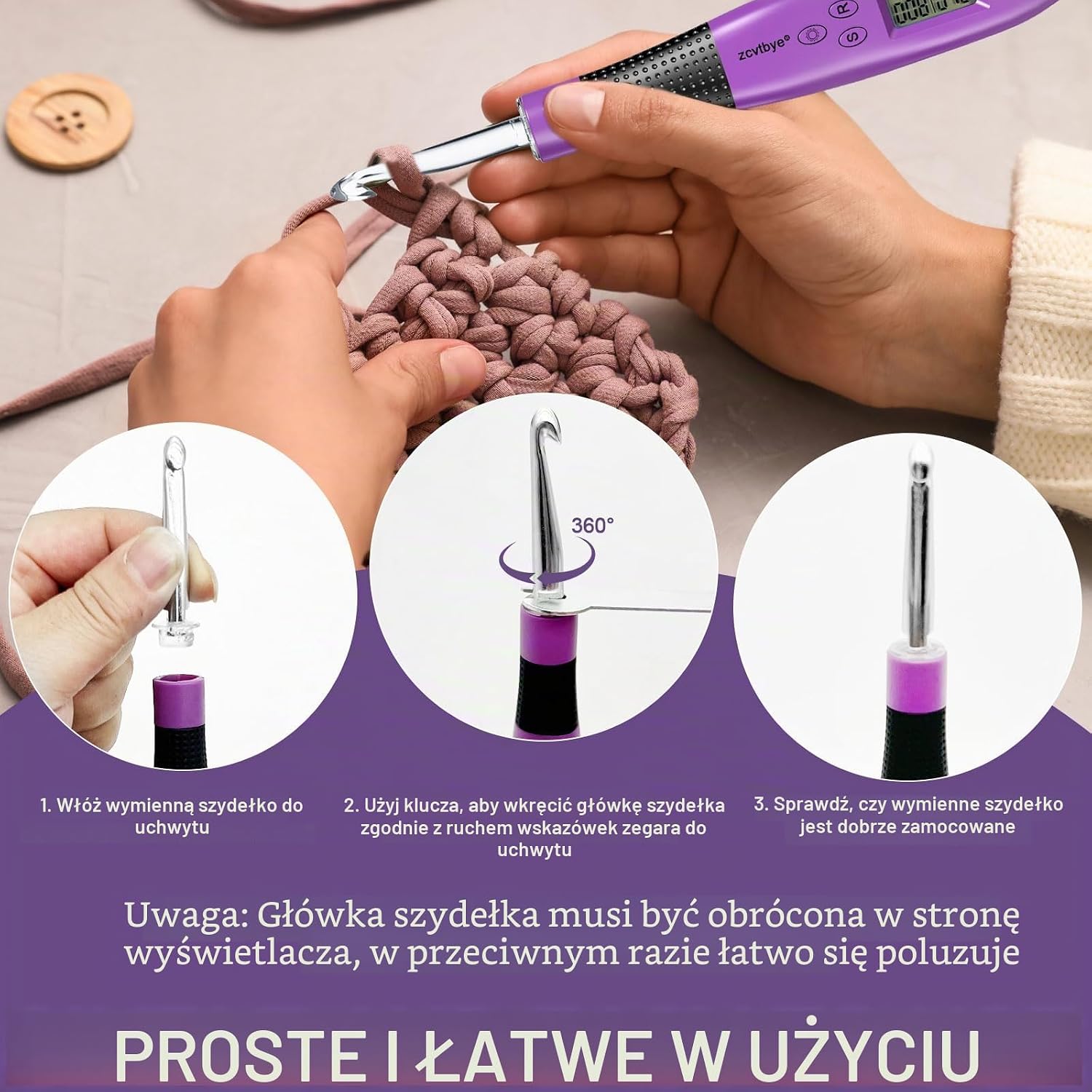 Detalle de Transplant CCH-L4 – zestaw szydełek LED z licznikiem, rozmiary 2–14 mm