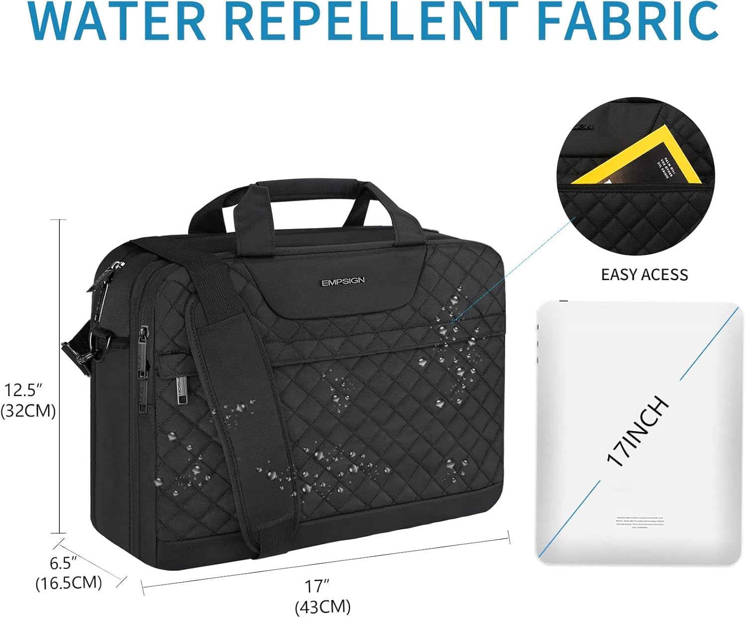 Thumbnail 2 de EMPSIGN Laptop-Tasche 17 Zoll – wasserdicht, erweiterbar, mit RFID-Schutz und Schultergurt
