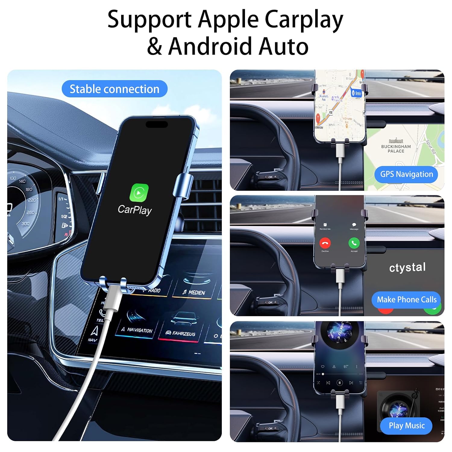 Detalle 2 de Car Carplay Cable 6ft USB A to USB‑C for iPhone