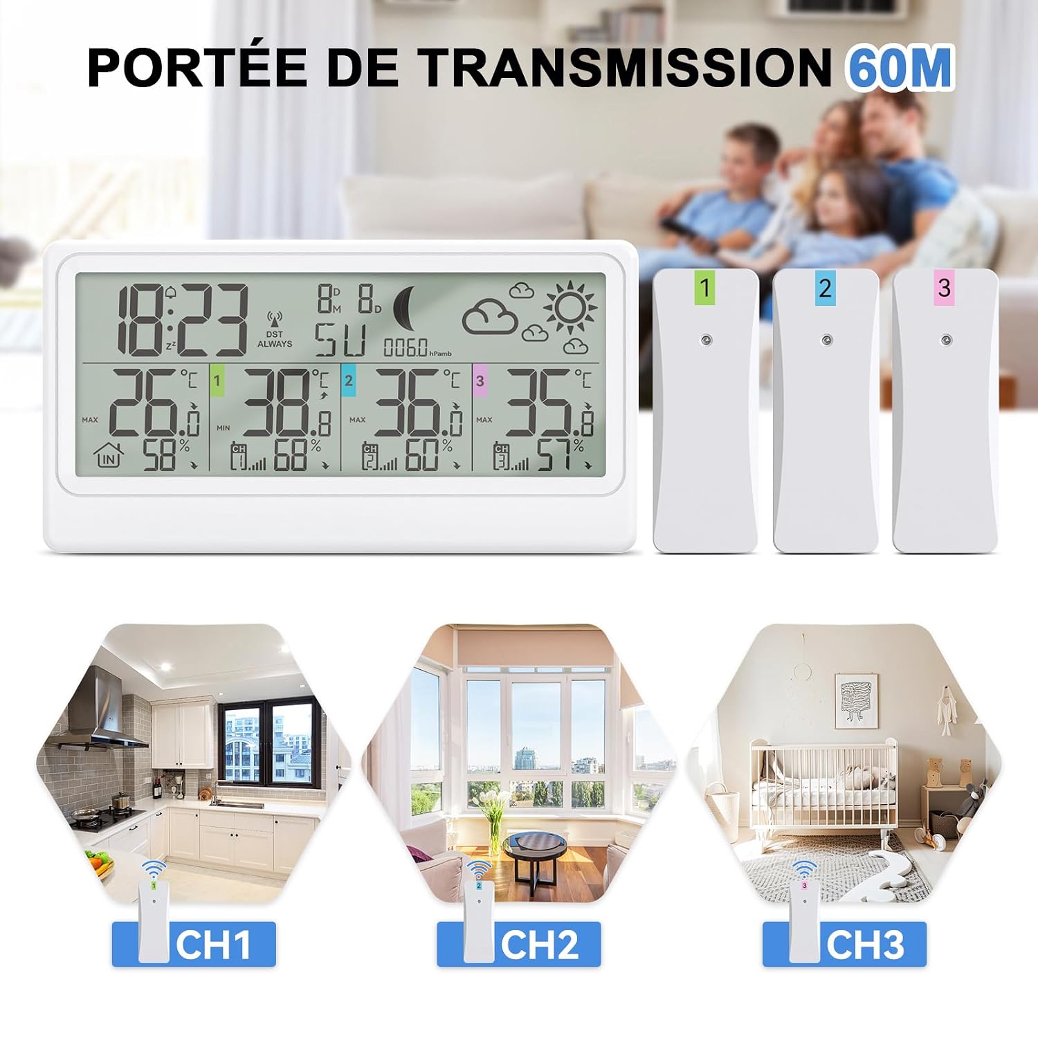 Detalle de SKYBOBMY Station météo sans fil 8,5