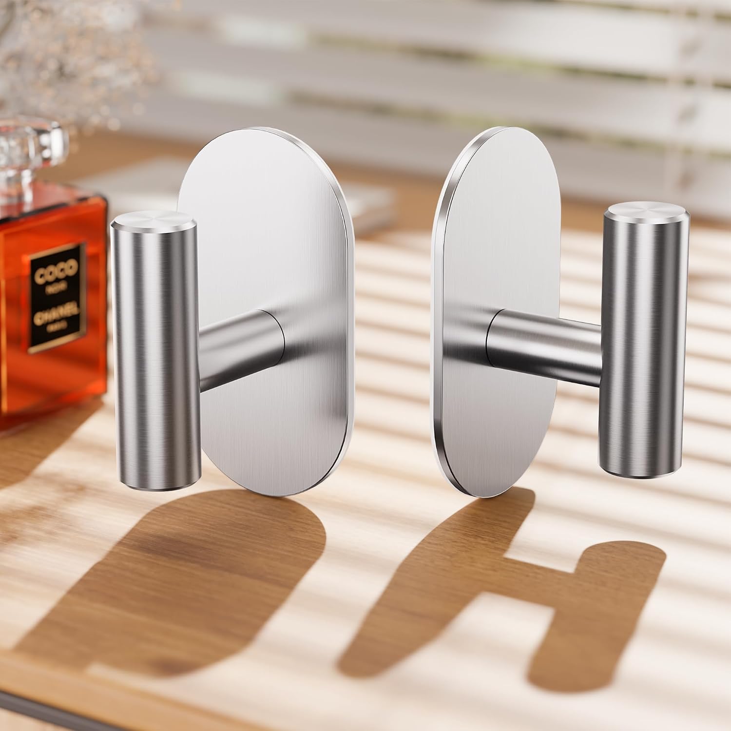 Detalle de Aikzik 2 Pack Large Stainless Steel Self-Adhesive Hooks – Heavy Duty, 12kg+ Load