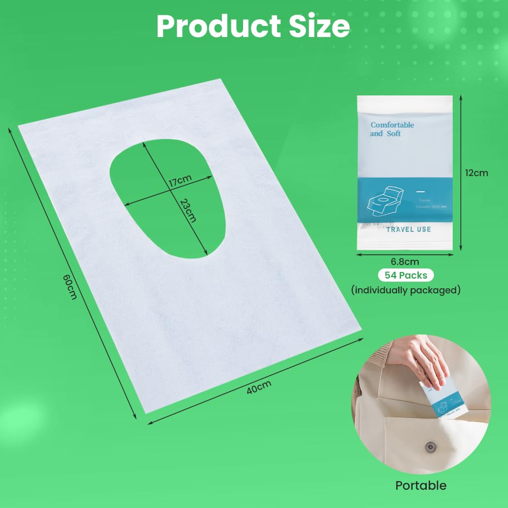 Detalle de OFFCUP Disposable Toilet Seat Covers, 54 Pack, Waterproof Antibacterial Travel Covers
