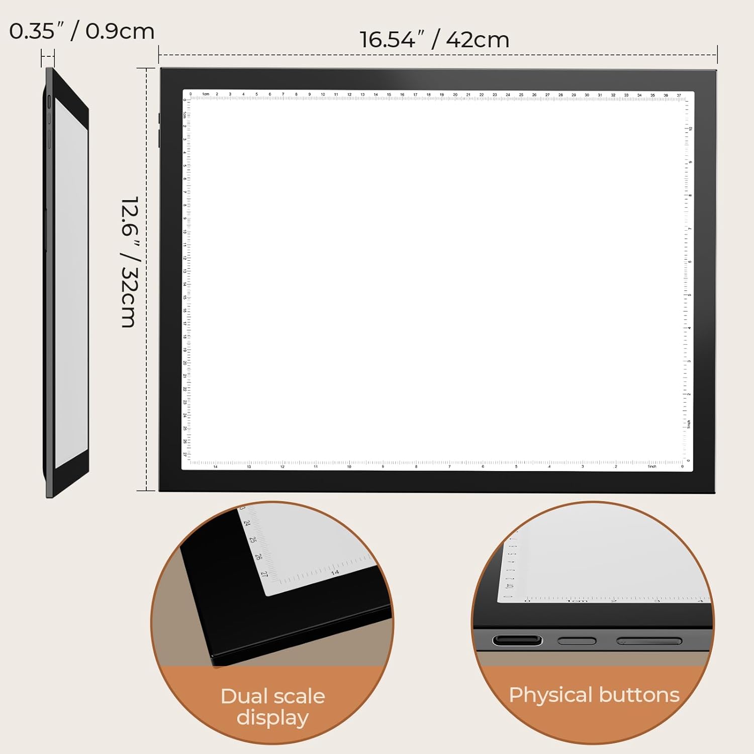 Thumbnail 5 de DONPODER A3 Light Box (Portable LED Light Pad) for Diamond Painting, Tracing & Crafts – 10 Brightness Levels, 5500 Lux, 42 x 32 cm