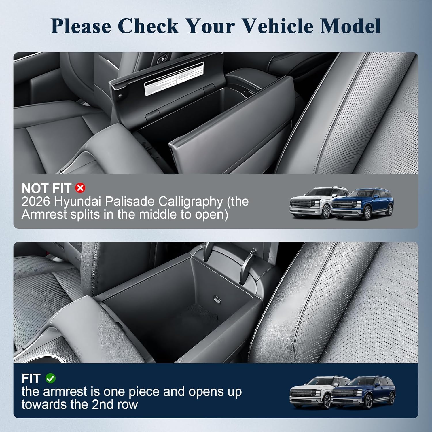 Detalle de BIBIBO Hyundai Palisade Console Organizer 2026