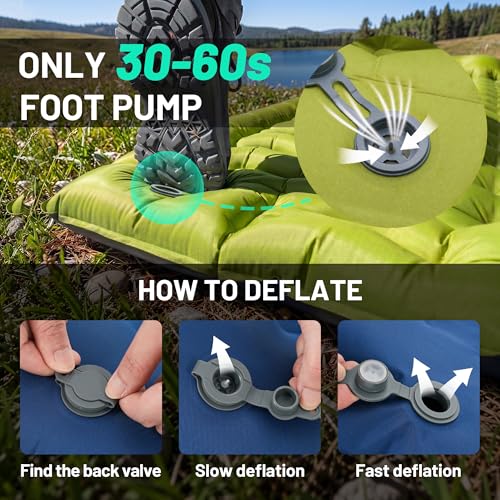 Detalle de OVERMONT Ultraleichte Isomatte – 12 cm Dicke, aufblasbare Campingmatte, 190×70 cm
