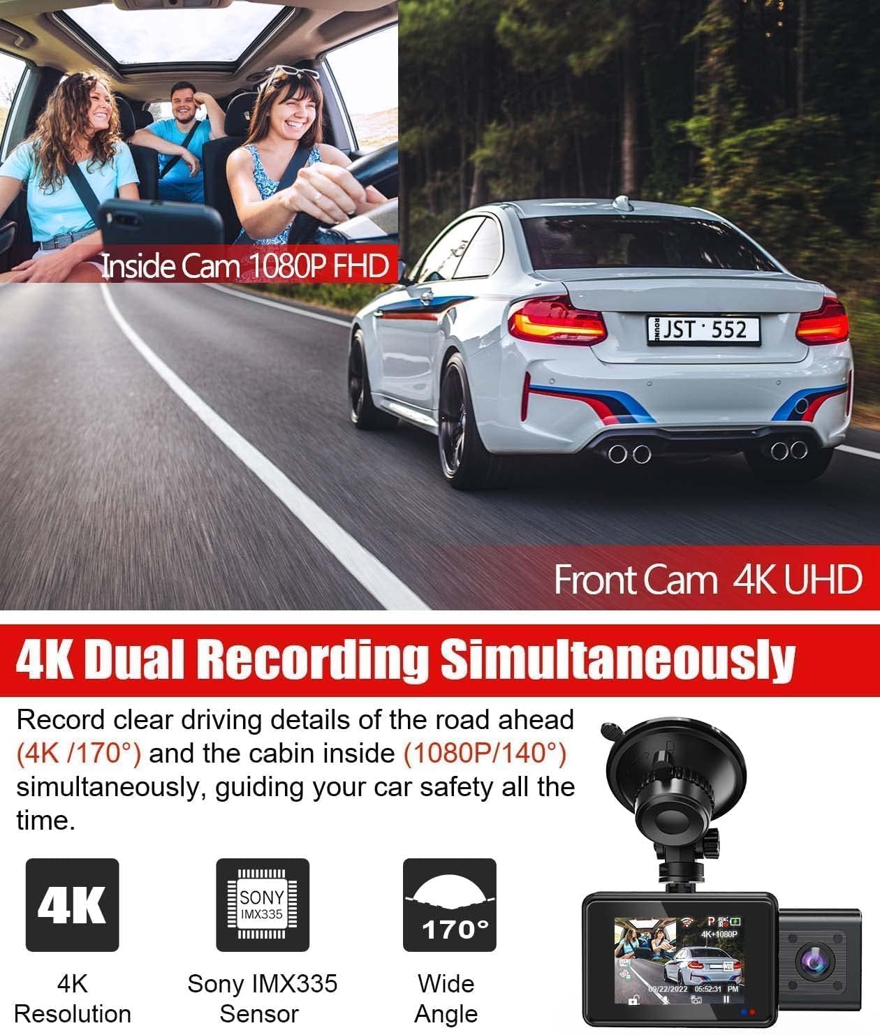 Thumbnail 4 de 4K/1080P Dual-Dashcam Auto mit 32GB SD-Karte