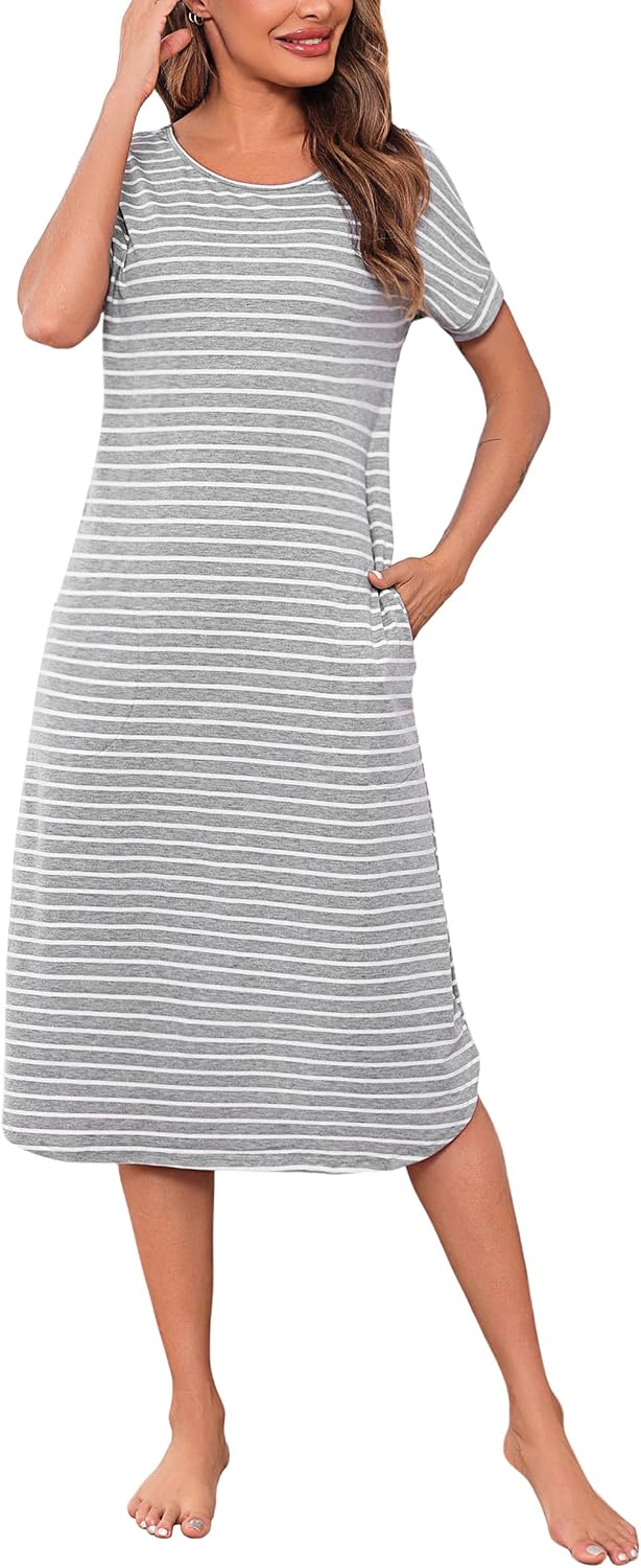 Detalle de Litherday Chemise de Nuit Femme Longues Coton