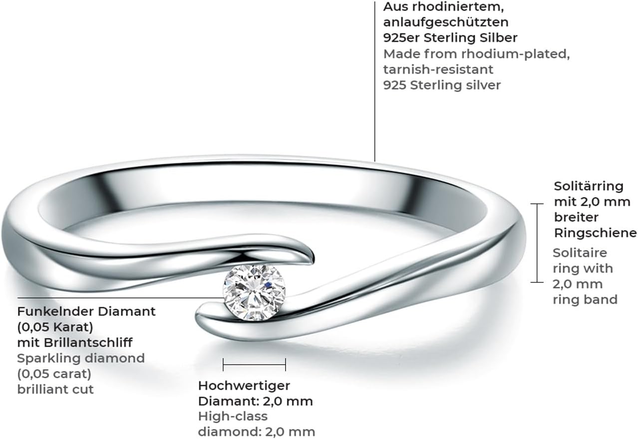 Detalle 2 de Trilani Solitario da Donna in Argento Sterling 925