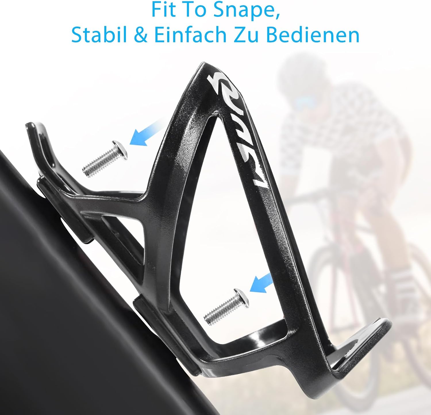 Detalle de Elalove 2er Set Flaschenhalter Fahrrad – universeller, leichter PC-Flaschenhalter für 0,5–1,1 l Flaschen (Schwarz)