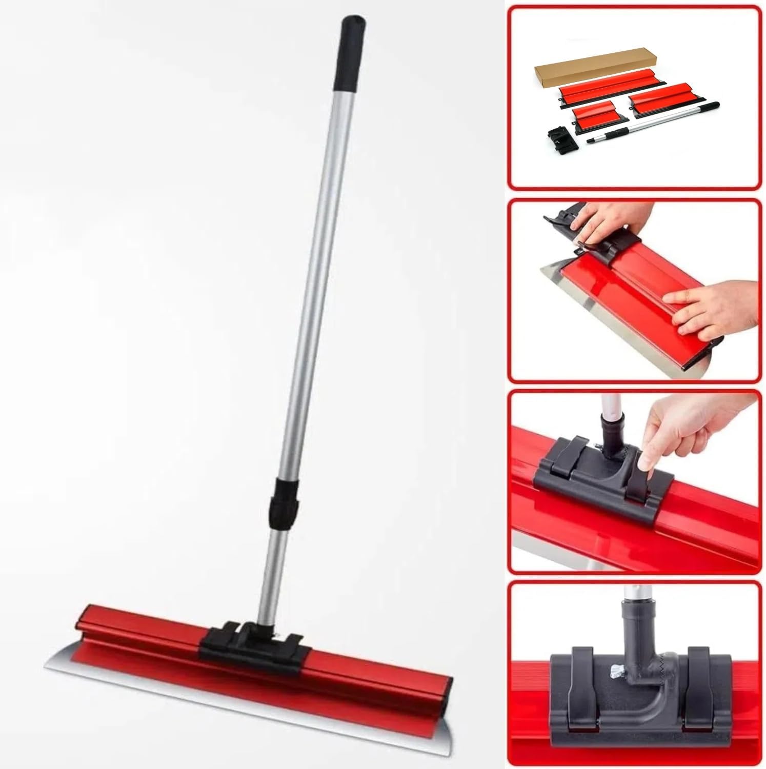 Detalle 2 de INREPRO Lame d'écrémage pour Cloison Sèche — Kit de spatules 25/40/60 cm avec manche télescopique 70–158 cm