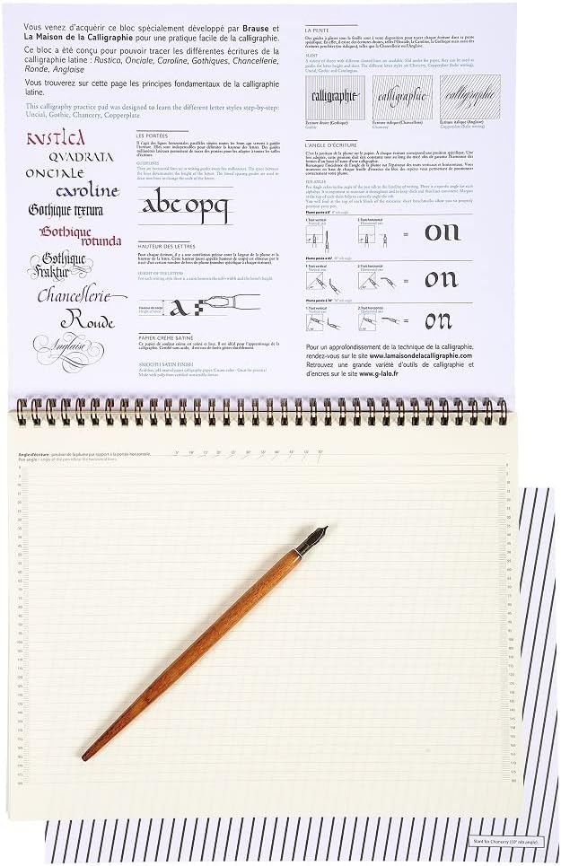 Detalle 2 de Brause 96450B Blocco a spirali di calligrafia – 50 fogli beige A4