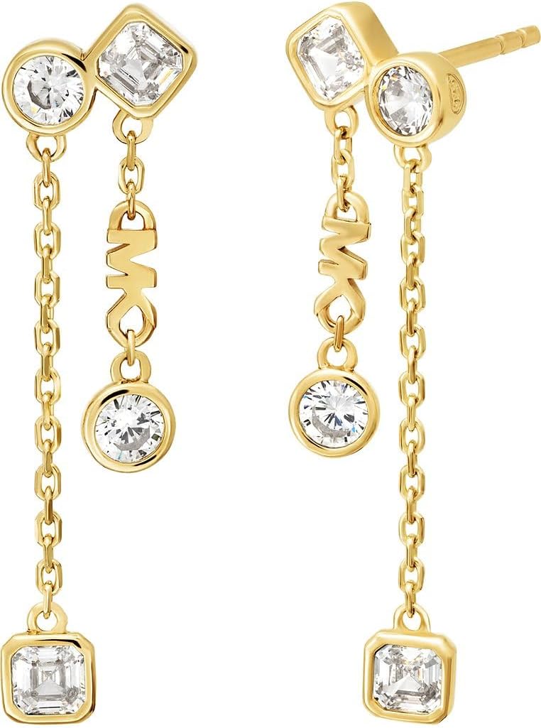 Thumbnail 5 de Michael Kors Orecchini da donna in metallo dorato con pietre semi-preziose e chiusura a perno