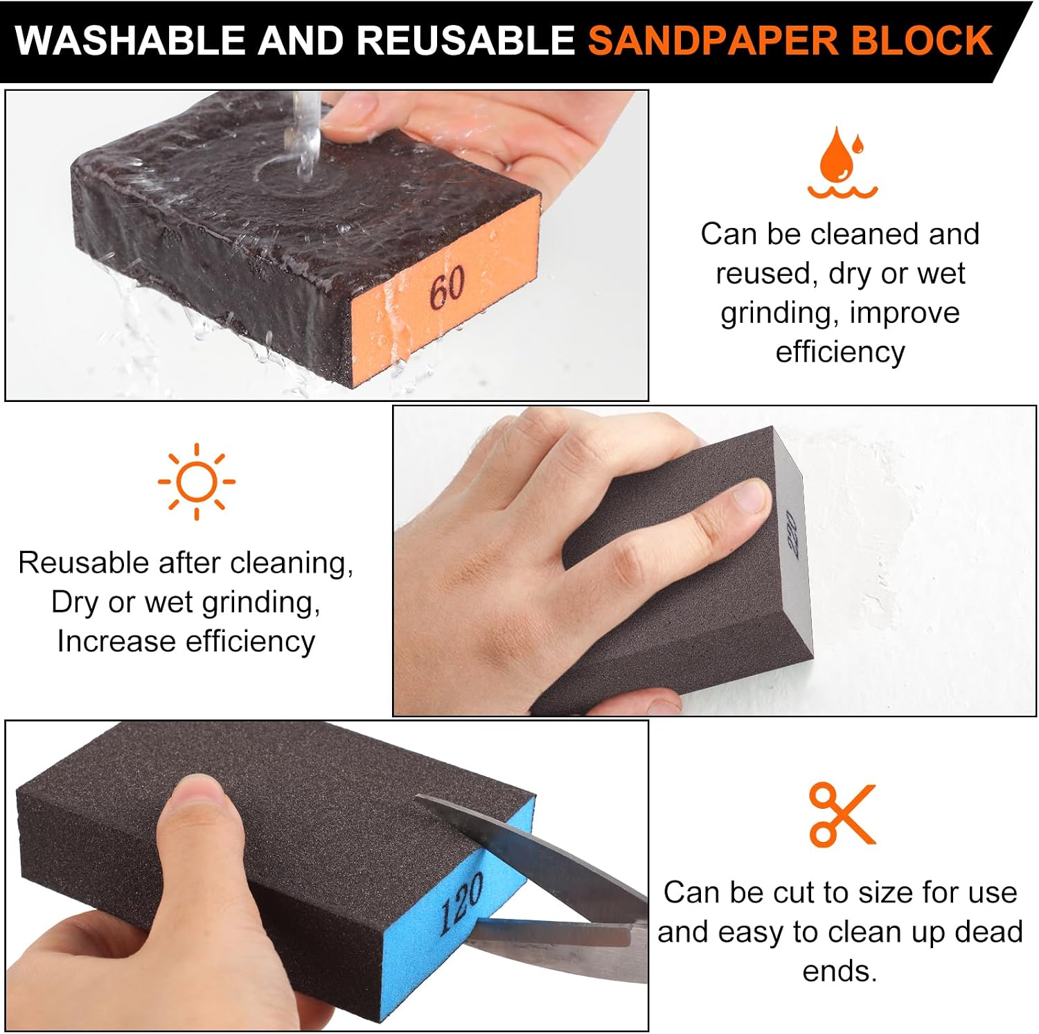 Detalle 2 de Romeda Sanding Sponges, 8-Pack with 60/80/120/220 Grits