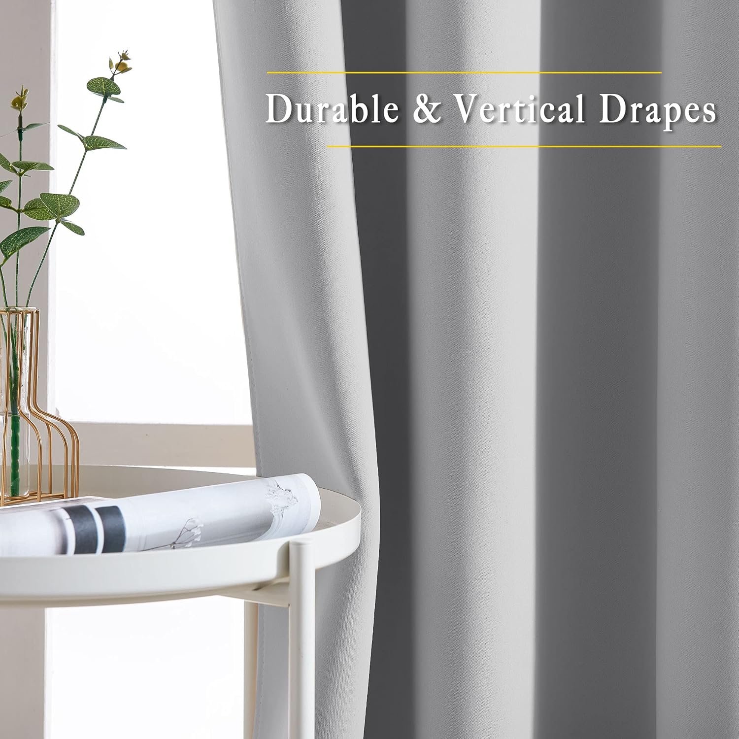 Thumbnail 2 de NICETOWN Light Gray Blackout Curtains 52 x 84 in (2 Panels) – Thermal Insulated, Silver Grommet, 85-99% Light Blocking