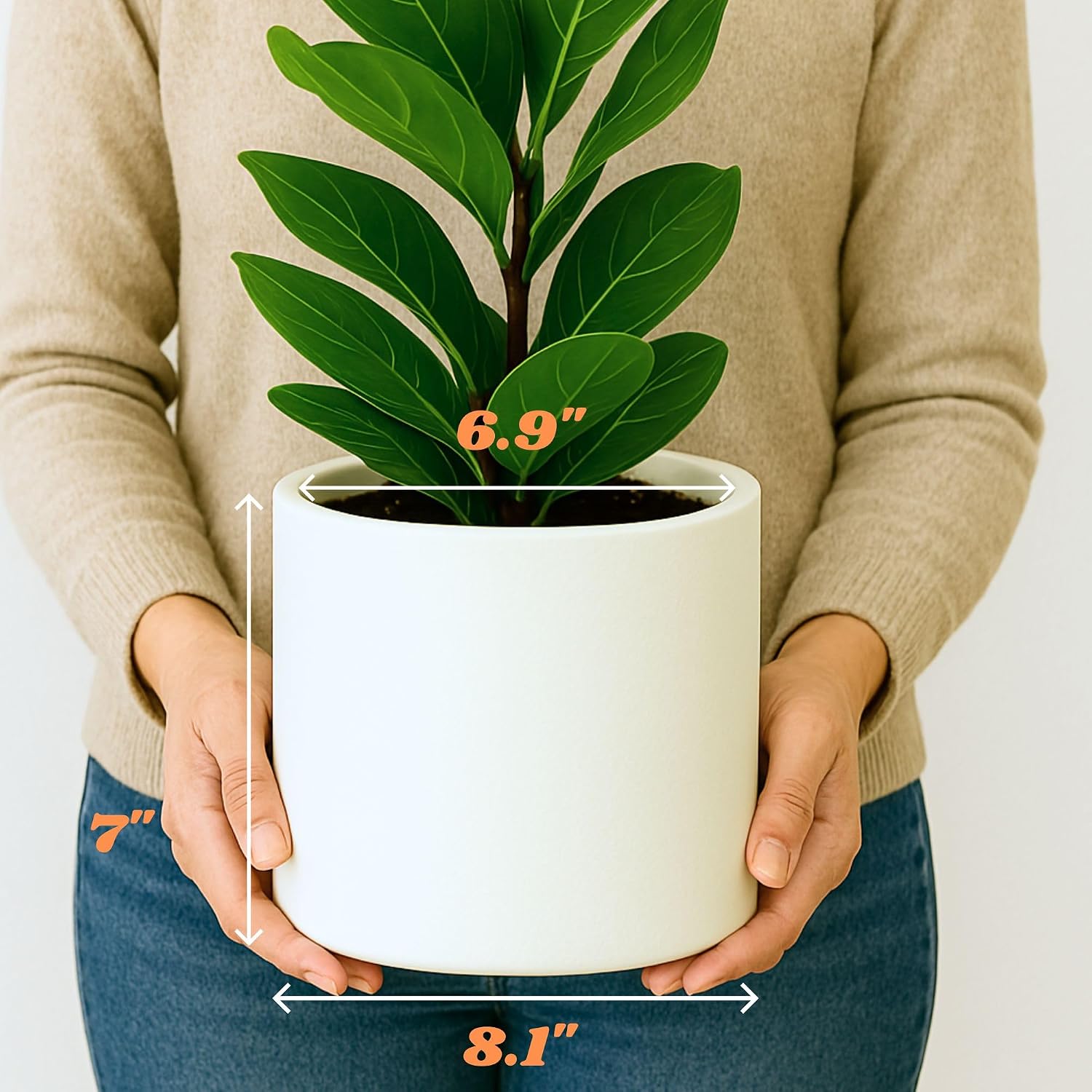 Detalle 2 de Fox & Fern 8719689959029 – doniczka 20 cm z korkiem odpływowym, matowa biel