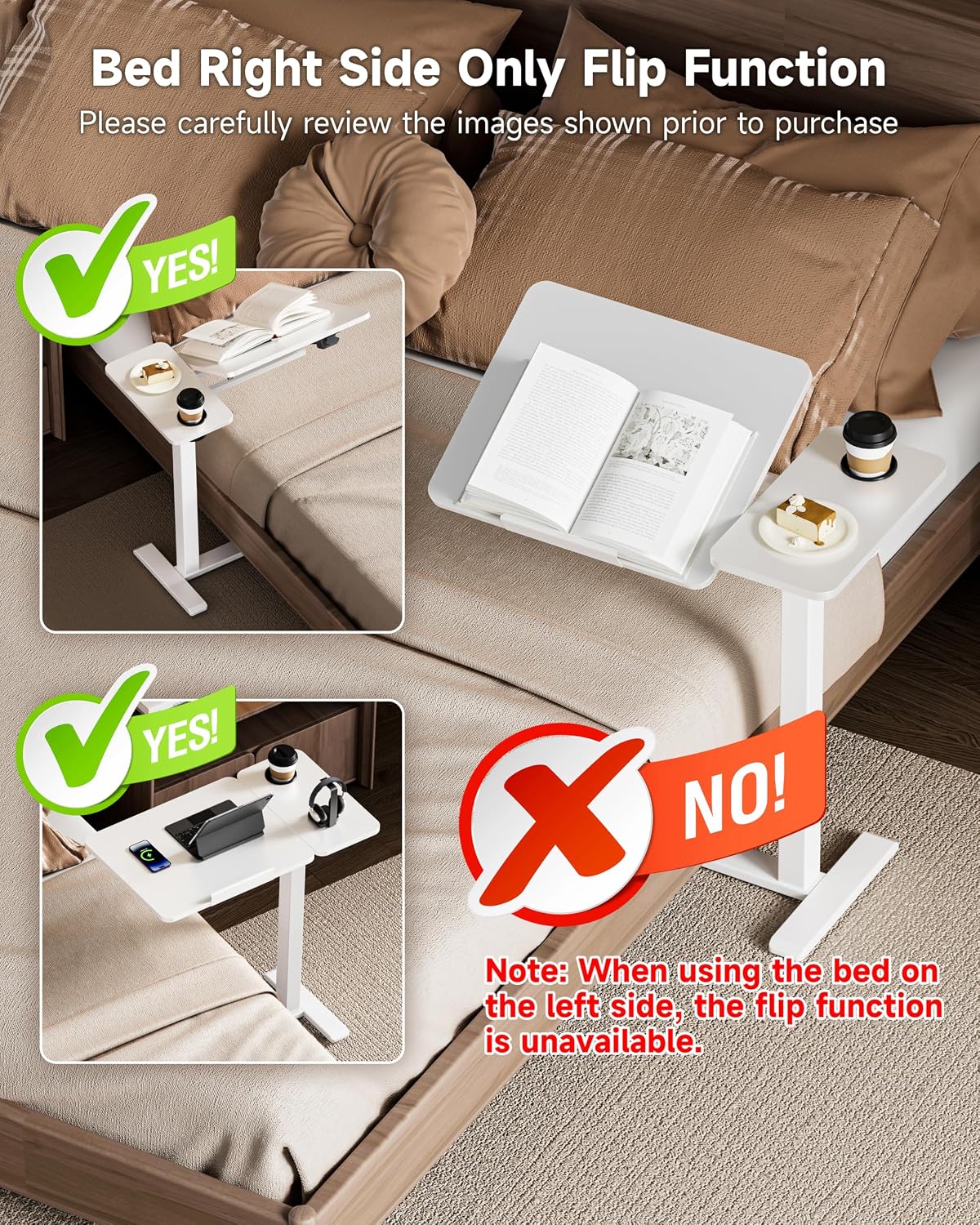 Detalle de BIZUM DM5050W2716WS Overbed Table with Tilt Top and Pneumatic Height Adjustment