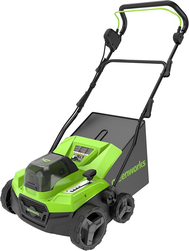 Detalle de Greenworks GD40SC38II cortacésped escarificador 38 cm, 45 L
