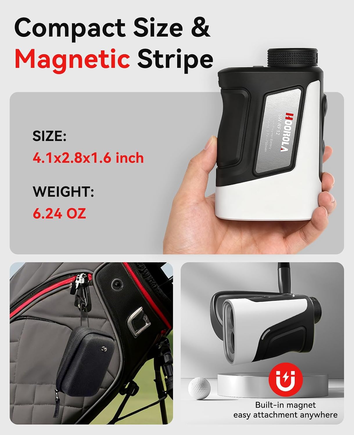 Detalle de Hoorola Golf Rangefinder, 1200-Yard Range, 7x Magnification and Slope