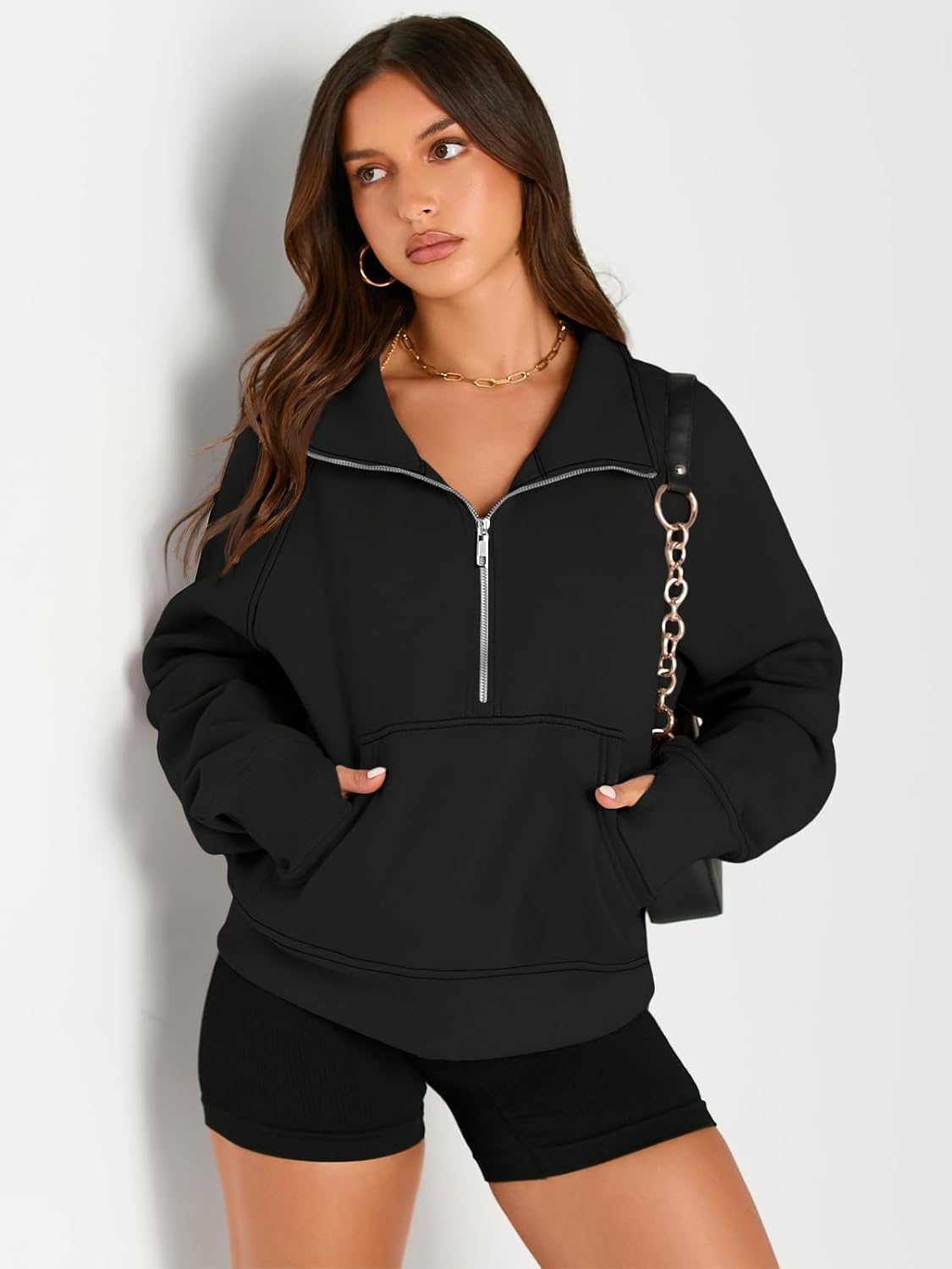 Thumbnail 2 de AUTOMET Women's Half Zip Fleece Pullover: Cozy Y2K-Inspired Fall Sweatshirt