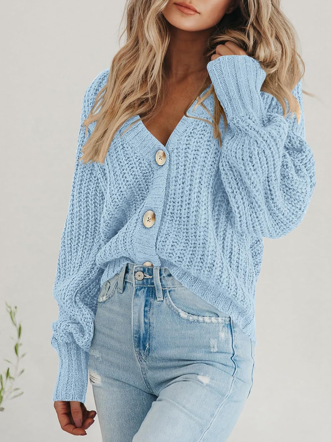 Detalle de PRETTYGARDEN Chunky Knit Short Cardigan S