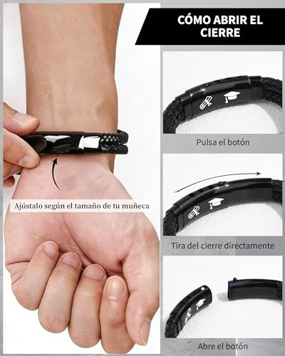 Thumbnail 3 de VU100 Pulsera de Graduación 2026 – Regalo en Cuero para Hombre y Niño, con Mensaje Motivador