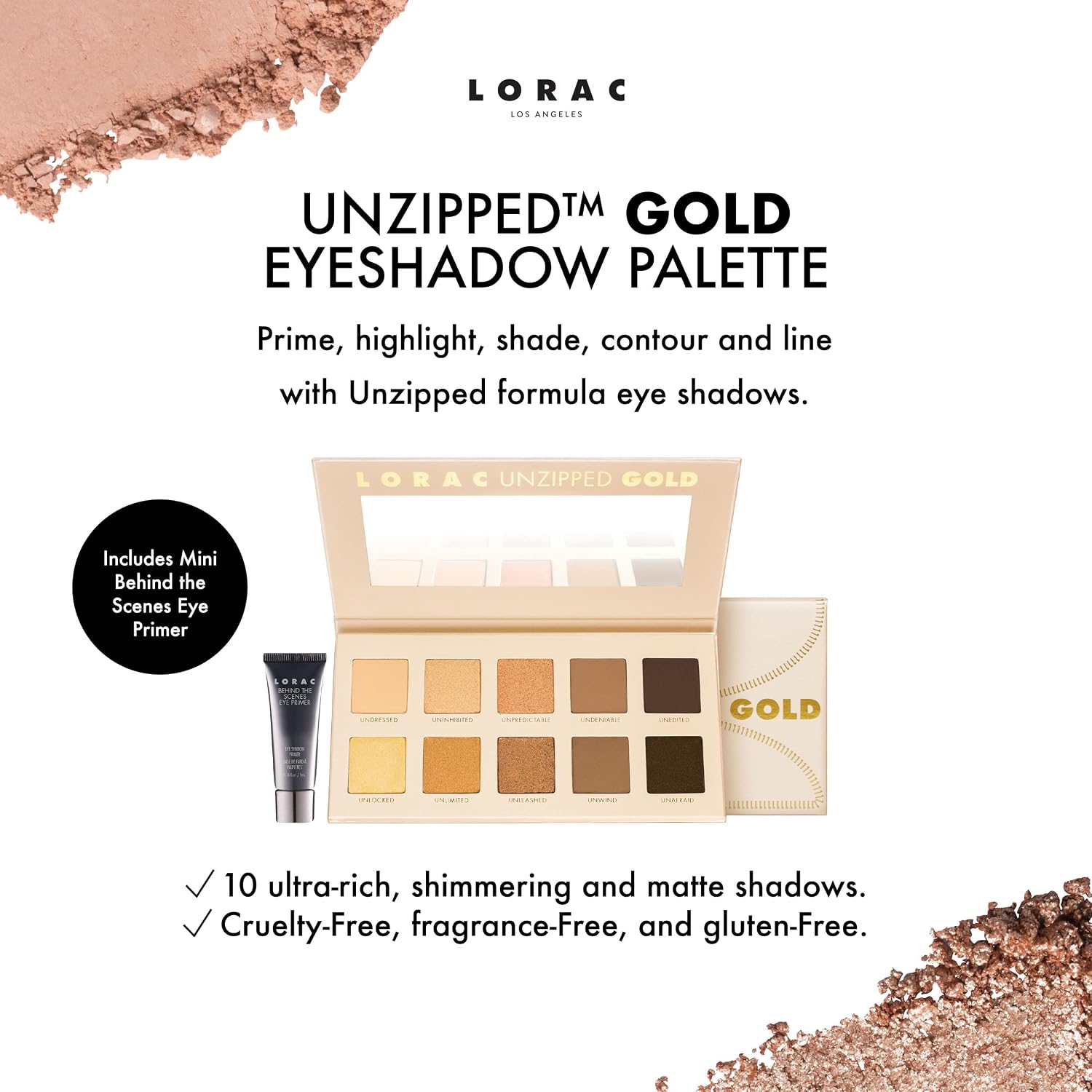 Detalle de LORAC Unzipped Eyeshadow Palette matte and glitter ๐จ