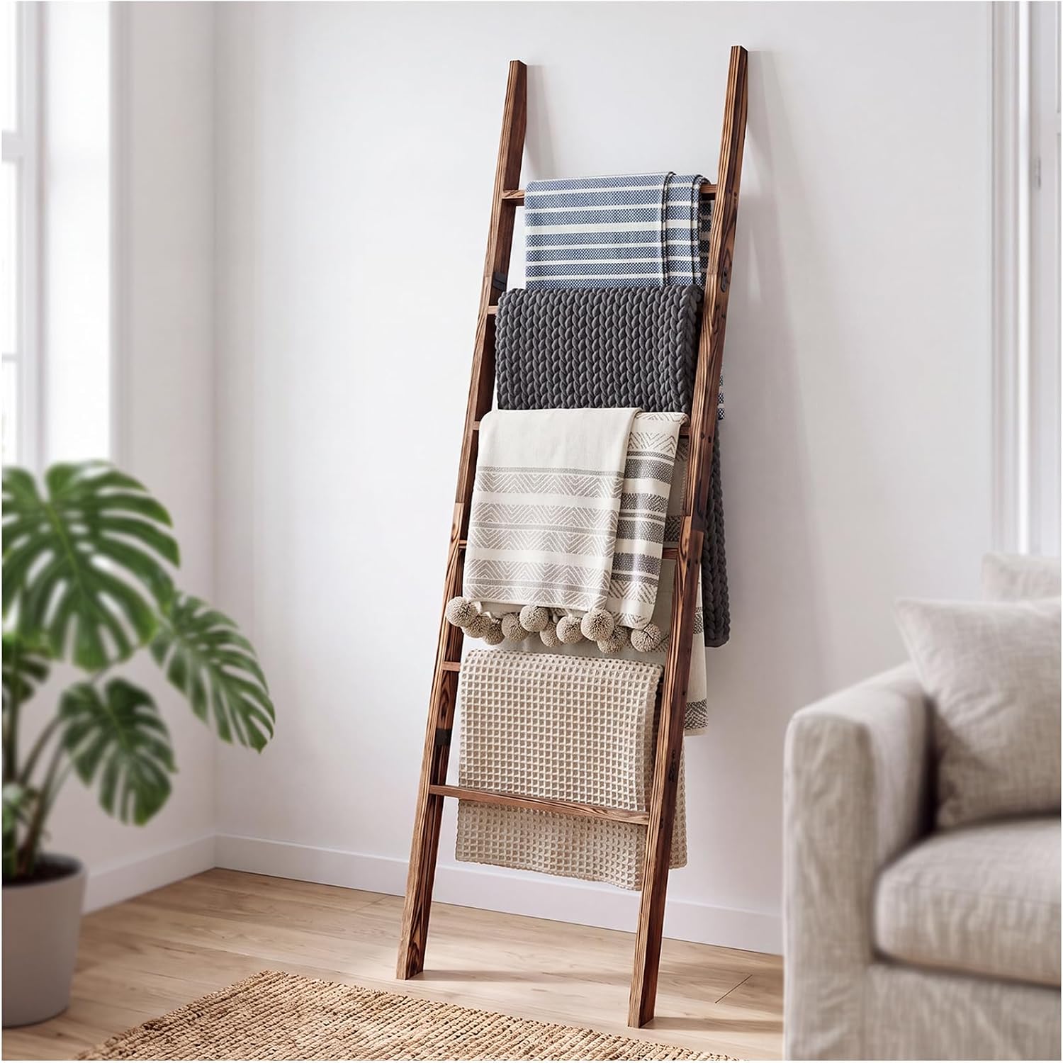 Detalle de Wooden Blanket Ladder, 6-Tier