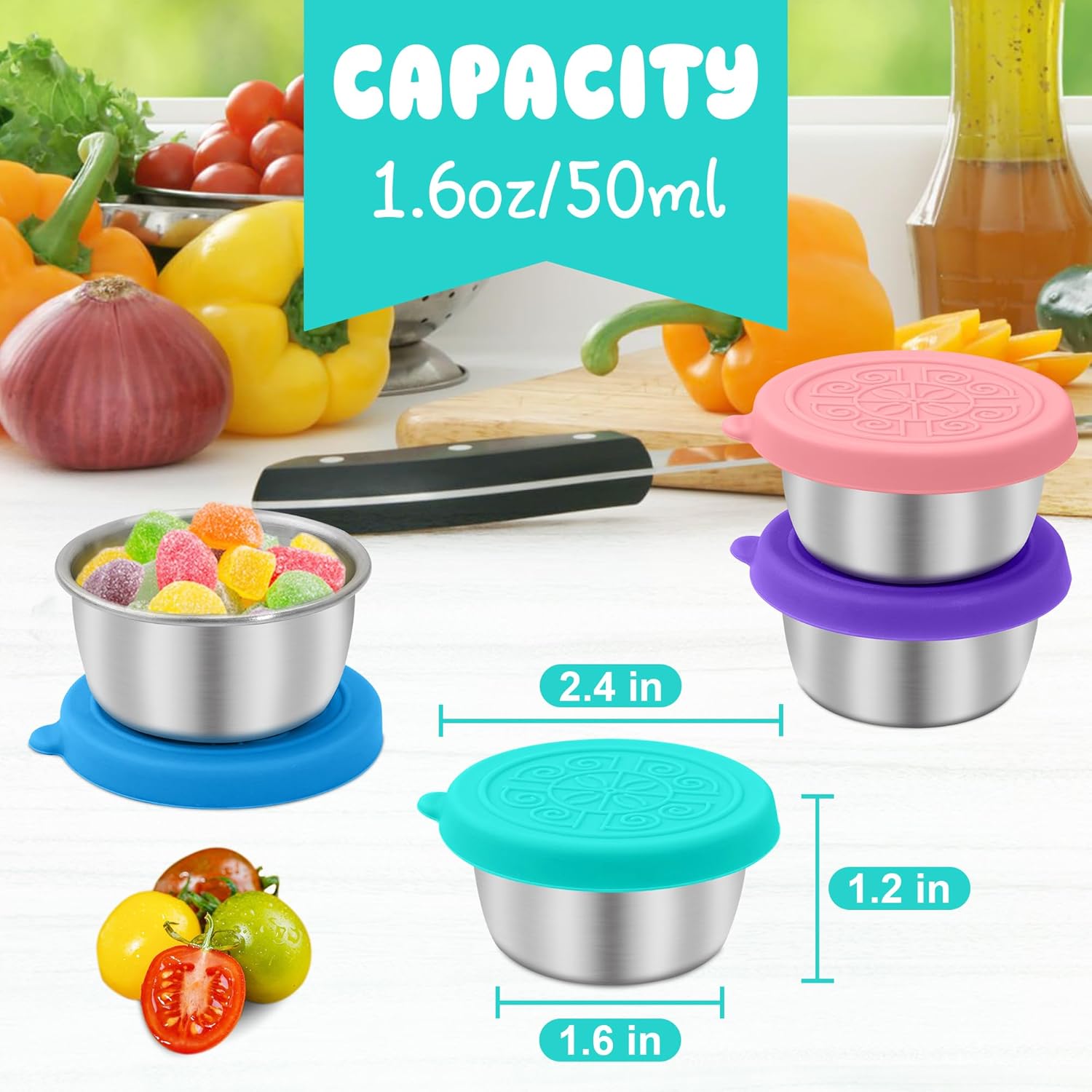 Detalle 2 de LIEMAND 6x1.6 oz Salad Dressing Containers leakproof 🥗
