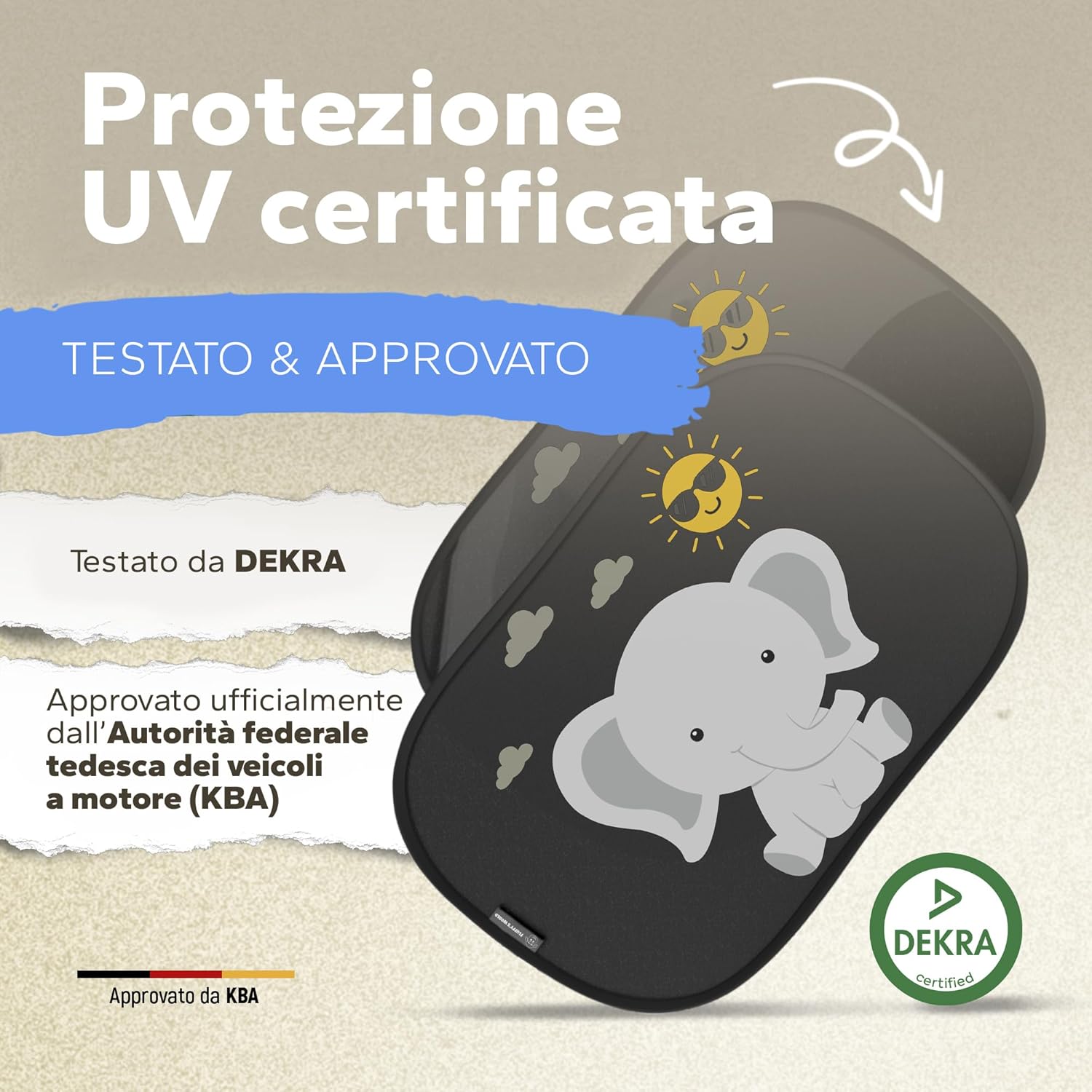 Thumbnail 1 de Parasole per auto Baby – Elefante per finestrini laterali